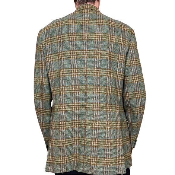 Vintage Men’s Green Plaid Blazer Sports Coat Two Button Union Made Mid-Century M - Picture 4 of 10
